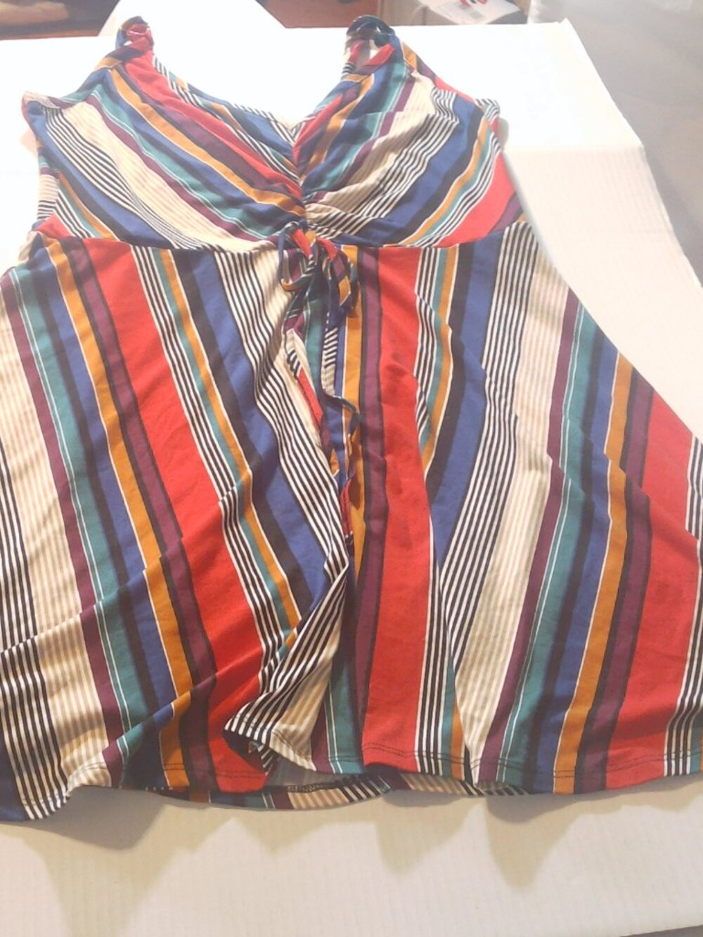 Venus Retro Multi-Color Striped Ruched Cami Dress - Picture 5 of 16